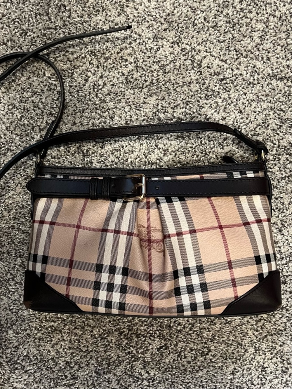 Classic Plaid Shoulder Bag in Beige and Black